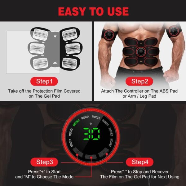 Abs Stimulator Muscle Toner, Ab Machine Trainer USB Rechargeable Gear for Abdomen/Arm/Leg, Fitness Strength Training Workout Equipment Men and Women DR6-E8 - Image 5