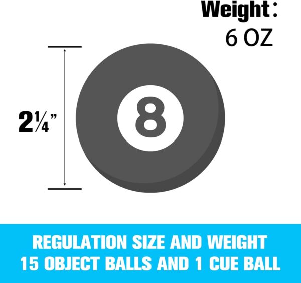 Billiard Balls Set 2-1/4" Regulation Size Pool Table Balls for Replacement (16 Resin Balls) - Image 4