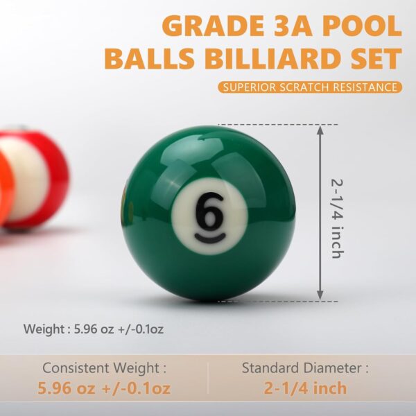 Pool Balls Billiard Set 2-1/4" Regulation Size 16 Resin Pool Table Balls with Carry Case - Image 4