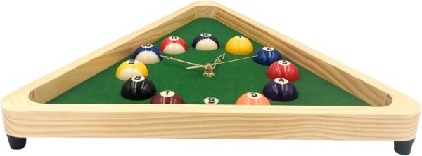 Yuanhe Billiards Pool Ball Clock - 14Inch Triangle Pool Table Cool Wall Clock with Solid Wood Frame,Great for Billiards Room,Pool Room,Game Room,Bar - Image 3