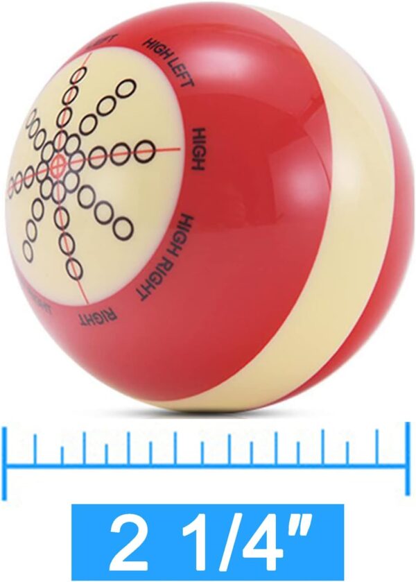 MOOCY Billiard Cue Ball, AAA-Grade Profession Resin Standard Practice Training Cue Ball (2-1/4'', 6 oz) (Red White) - Image 4