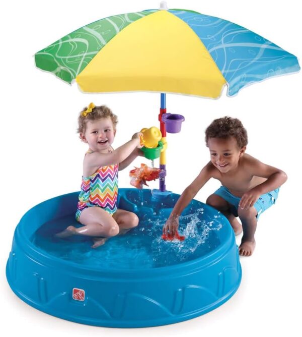 Step2 Play & Shade Pool, Kids Activity Pool with Umbrella, Summer Outdoor Toys, 7 Piece Toy Accessories, For Toddlers 2+ Years Old - Image 2