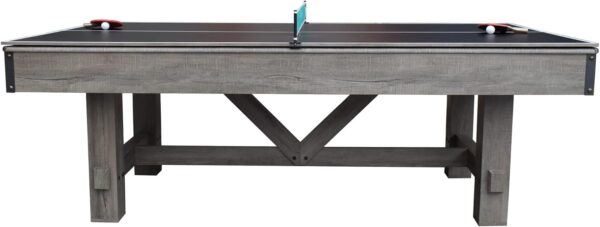 Hathaway Logan 7-ft Pool Table Combo Set with Benches - Rustic Gray with Blue Felt, Barnwood - Image 9