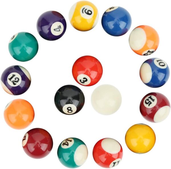 Mini Pool Balls，Small Size Billiard Table Ball Set American Style Pool Cue Balls Complete 16 Professional Billiards Resin Full Toy kit Accessories 1.5in Replacement Family Game Sports Children Kids - Image 2