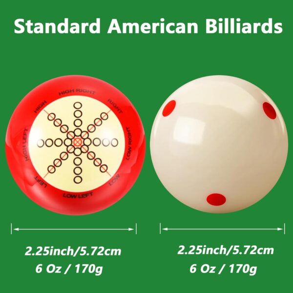 Billiard Training Cue Ball with Dots Practice Cue Ball, 2Pcs Standard Size 2-1/4" Pool Table Balls with Billiard Table Accessories for Beginner - Image 3