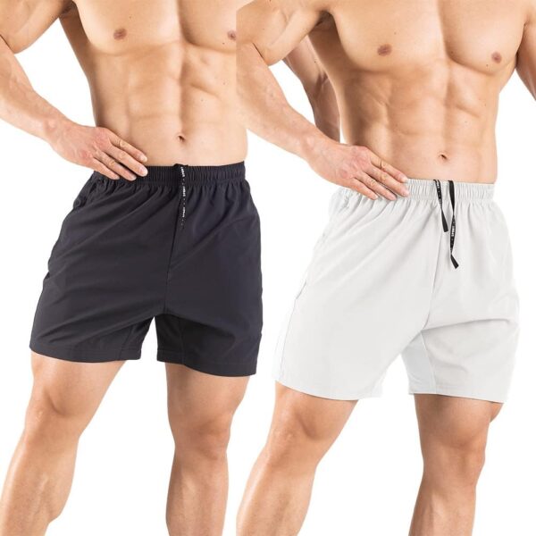 Men's 5" Running Shorts 2 Pack Quick Dry Athletic Workout Gym Shorts with Zipper Pockets - Image 4