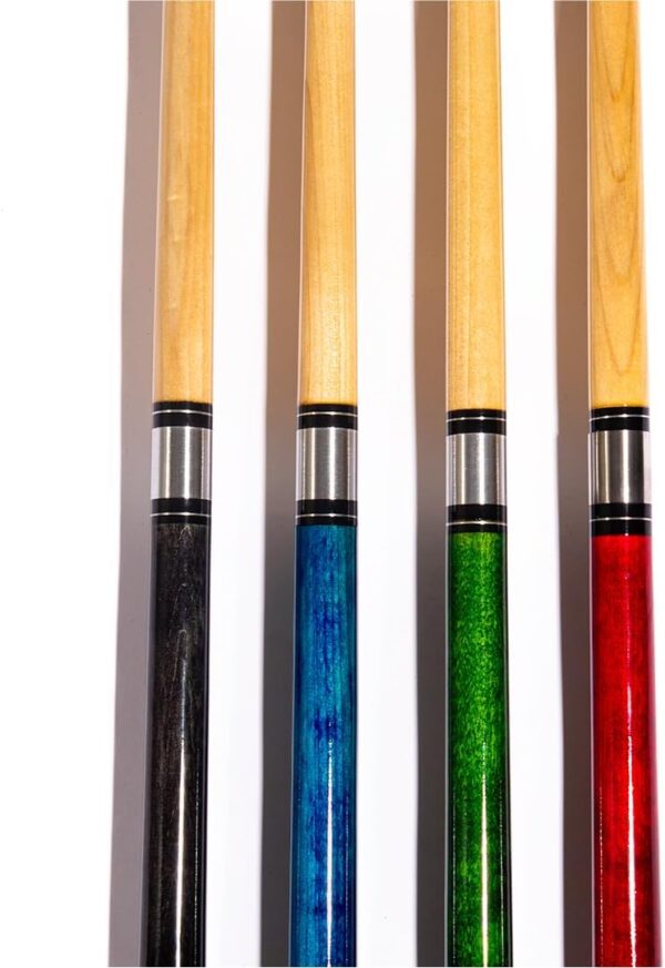 Ash Wood Pool Sticks Set of 4-57 inch 20oz Wooden Pool Cue Stick - House Bar Billiard Cue Sticks - 13 MM Genuine Leather Tips Pool Cues with Beautiful Colors- Black, Blue, Green & Red - Image 7