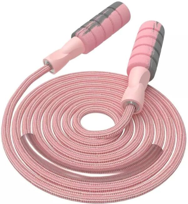 FITMYFAVO Jump Rope Cotton Adjustable Skipping Weighted jumprope for Women，Adult and Children Athletic Fitness Exercise Jumping Rope (Pink) - Image 2