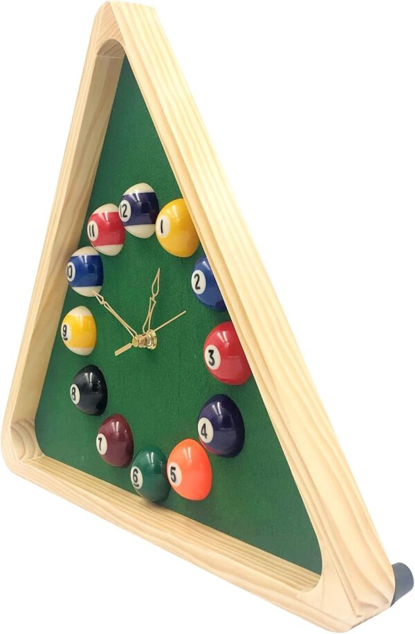 Yuanhe Billiards Pool Ball Clock - 14Inch Triangle Pool Table Cool Wall Clock with Solid Wood Frame,Great for Billiards Room,Pool Room,Game Room,Bar - Image 4