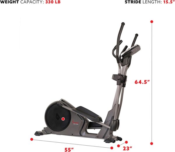 Sunny Health & Fitness Programmable 16 Electro-Magnetic Elliptical Cross Trainer Exercise Machine, Full-Body Cardio Equipment w/ 24 Pre-Built Workouts, 330LB Capacity,Optional Free SunnyFit App Link - Image 6