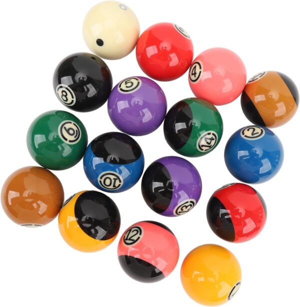 Billiard Balls Set, Resin High Friction Professional TV Pool Balls Set for Tournament Practice 2.25in - Image 7