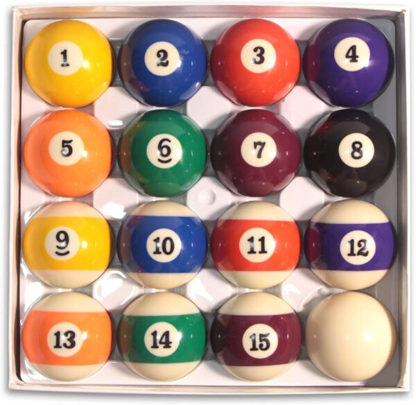 Billiard Balls Set 2-1/4 or 1-1/2 Inch 1.5" Size Regulation/Mini American Pool Game Complete Full 16 Resin Balls - Image 2