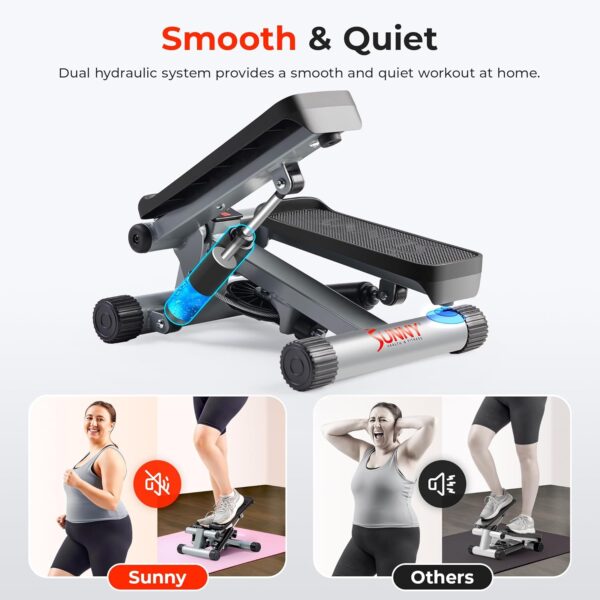 Sunny Health & Fitness Mini Steppers for Exercise at Home, Stair Step Workout Machine with Optional Resistance Bands, Full Body Cardio Equipment, Optional Free SunnyFit App Connection Smart Stepper - Image 5