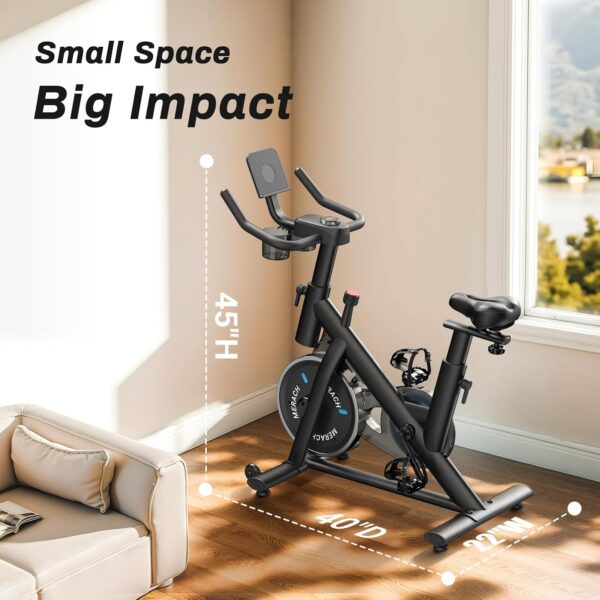 MERACH Exercise Bike, Brake Pad Stationary Bike with Exclusive App, Low Noise Indoor Cycling Bike with 300lbs Weight Capacity, Tablet Mount and Fitness Courses for Weight Loss - Image 8