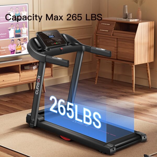 CURSOR FITNESS Home Folding Treadmill with Pulse Sensor, 2.5 HP Quiet Brushless, 7.5 MPH, 265 LBS Capacity - Image 7