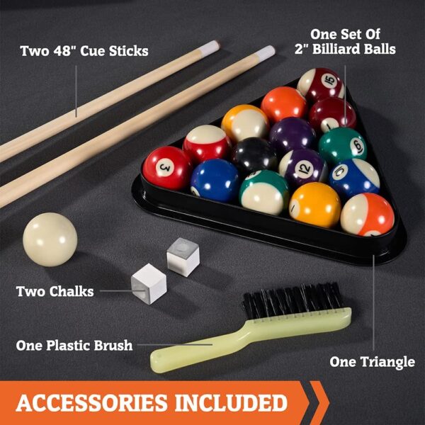 Hall of Games Billiard Tables Multiple Styles, Pool Tables with Preassembled Playfields and Complete Billiard Accessory Sets, Perfect for Family Game Rooms - Image 7