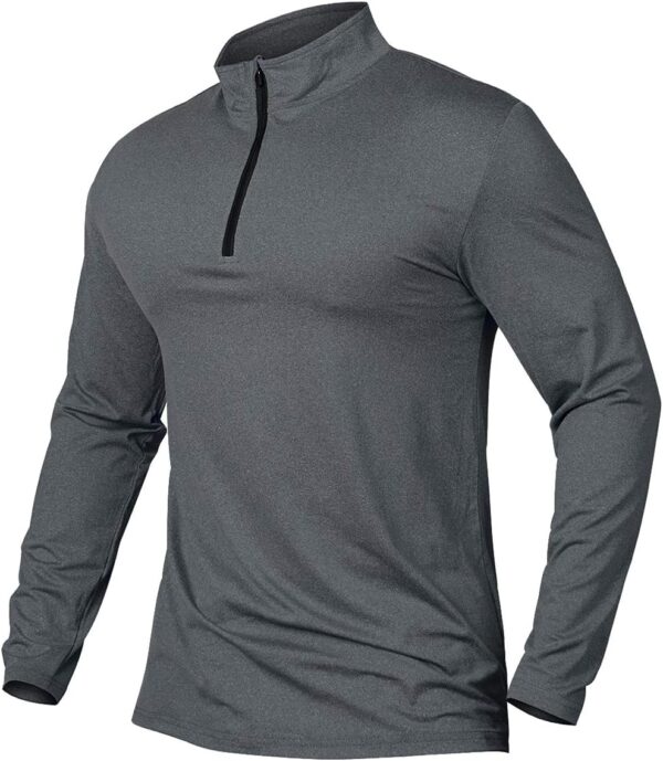 MANSDOUR Men's Quick-Dry Active Sports Shirts Quarter Zip Long Sleeve Running Pullover Tops Outdoor Sweatshirt - Image 2