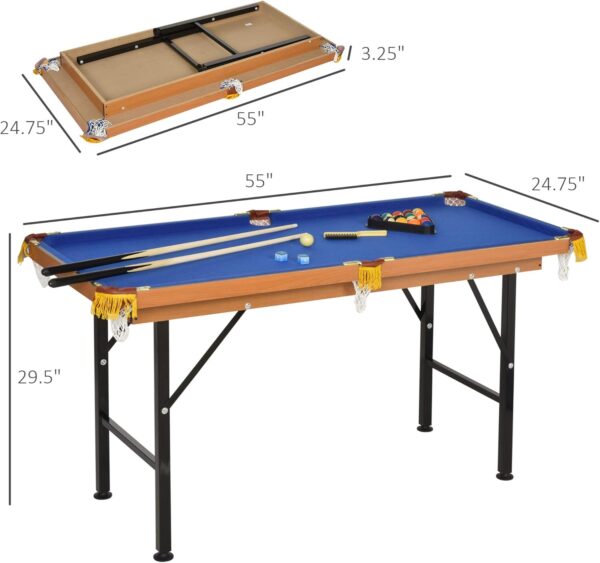 Soozier 55" Portable Folding Billiards Table Game Pool Table for Whole Family Number Use with Cues, Ball, Rack, Chalk - Image 6