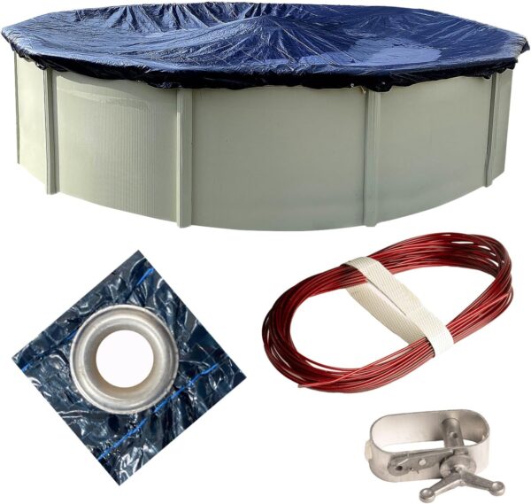 Winter Pool Cover for Above Ground Pools, 12’ Ft., Round Winter Aboveground Pool Cover, 8-Year Warranty, Includes Winch and Cable, Superior Strength & Durability, UV Protected - Image 2