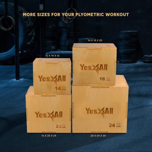 Yes4All 3-in-1 Wooden Plyo Box - Plyometric Jump Box for Home Gym and Outdoor Workouts, 450 lbs Box Jump - Image 5