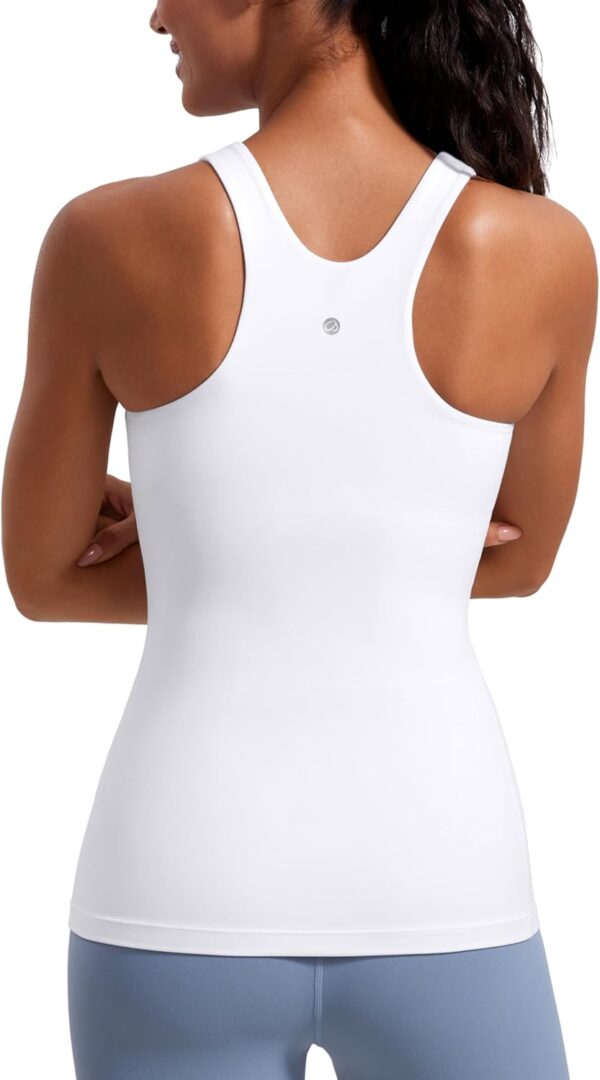 CRZ YOGA Butterluxe Womens Racerback High Neck Tank Top - with Built in Bra Workout Padded Yoga Athletic Camisole - Image 2