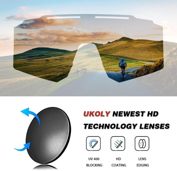 Ukoly Cycling Sunglasses for Men Women with 3 Interchangeable Lenses, Polarized Sports Sunglasses, Baseball Sunglasses - Image 4