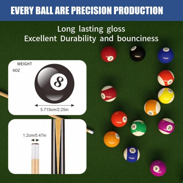 85Pcs Pools Table Accessories, Pool Balls Billiard Set with Triangle and Diamond Ball Holder Cue Chalks Pool Cue Tip Pool Sticks Table Sticker Cue Shaft Cloth Pool Table Brush Set - Image 3