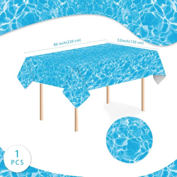 Winter Ocean Waves Plastic Tablecloth 86x52in Ocean Party Table Cover Ocean Under The Sea Tablecloth Blue for Beach Pool Birthday Party Decoration Shower Supplies (1) - Image 3