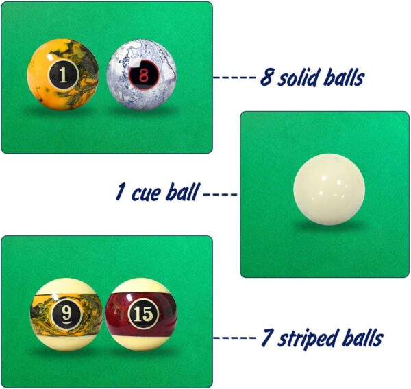 Marble Swirl Style Pool Balls Set Professional 2 1/4-Inch Billiard Balls for Pool Table Complete 16-Piece Regulation Pool Ball Set - Image 5