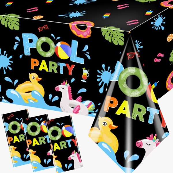 Pool Party Birthday Decorations Tablecloth,Summer Pool Party Table Cloth Pool Party Decorations Summer Table Cover Spool Party Tablecloth for - Image 2