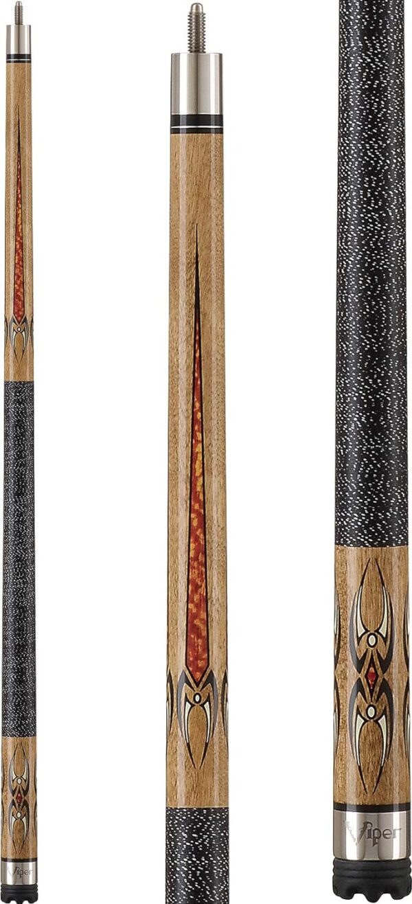 Viper Sinister 58" 2-Piece Billiard/Pool Cue, Natural Ash with Amber/Black Points - Image 2