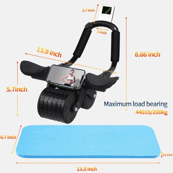 2024 New Ab Roller Wheel with Timer & Knee Mat,Automatic Rebound Abdominal Wheel with Elbow Support Ab Workout Equipment for Strengthening Core Muscles Abs Exercise Roller for Women Men - Image 6