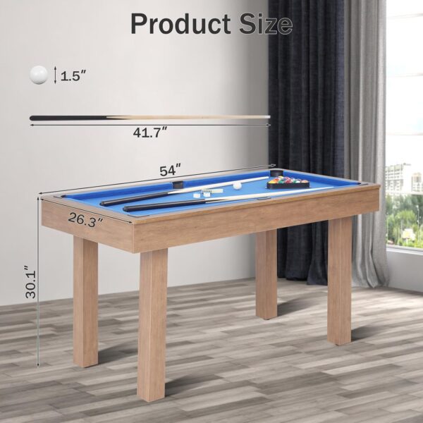 Pool Table, Mini Billiard Game Table w/Balls, Cues, Chalk, Brush and Triangle, Indoor Compact Arcade Game Table for Living Room, Game Room - Image 8