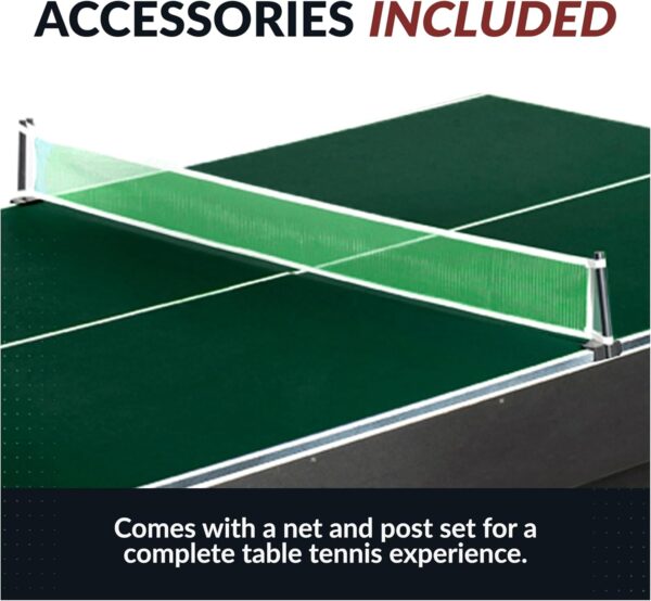 Hathaway 9 ft Quick Set Table Tennis Conversion Top – Regulation Sized, Foldable, Durable Engineered Surface, Protection Pads – Indoor Ping Pong Table Topper for Pool Table w/Net & Posts – Green - Image 8