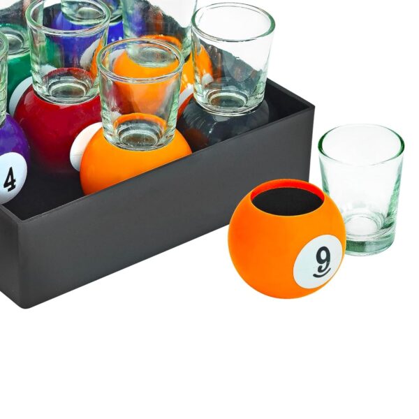 Billiards Pool Ball Shot Glasses, Set of 9 - Fairly Odd Novelties - Fun Sports Bar Drinking Gift Pack, Multicolor,1 ounce - Image 3