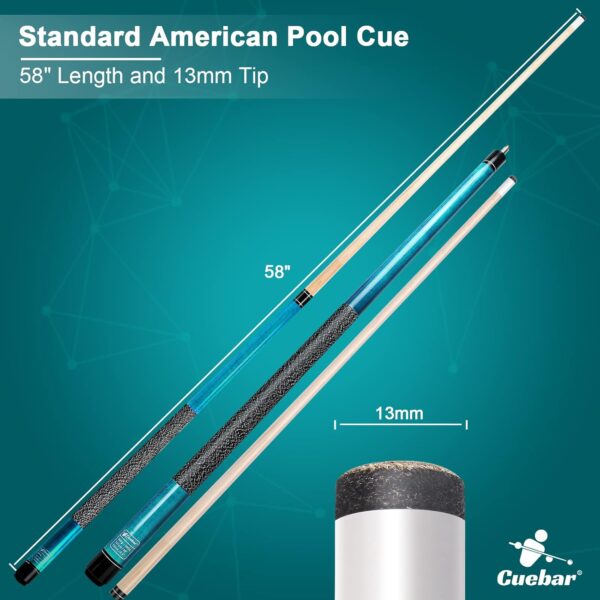 Pool Cues, 58 Inch 2-Piece Pool Sticks for Adults, House Bar Billiards Table Sticks 18 19 20 21 oz, Hardwood Billiard Cue in Purple Blue Green Orange Red Brown Selectable - Image 8