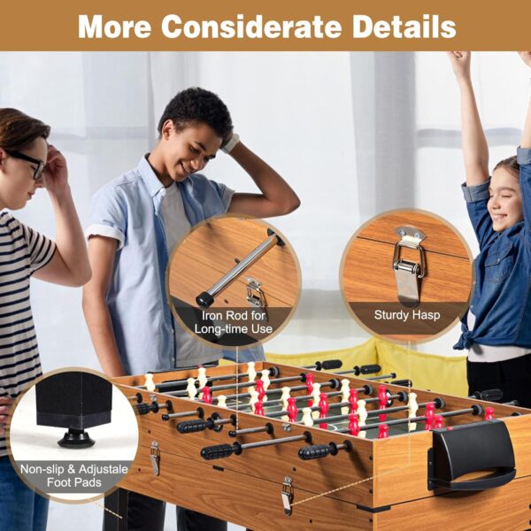 Goplus 48 Inch Game Table, 3-in-1 Combo Table Set w/Adult Size Foosball Table, Pool Table, Slide Hockey Table, Multi Game Table w/Billiard, Soccer & Hockey for Arcade, Party, Family Night, Game Room - Image 7