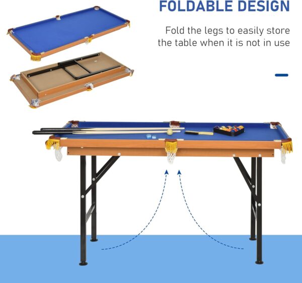 Soozier 55" Portable Folding Billiards Table Game Pool Table for Whole Family Number Use with Cues, Ball, Rack, Chalk - Image 5