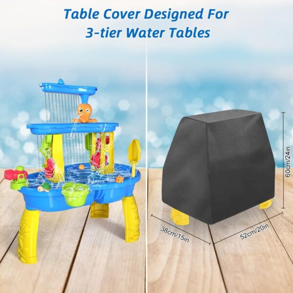 VATOS 3 Tier Sand Water Table with Table Cover, Kids Splash Sand Table Water Toys for Aged 3 4 5 6 7 8 9, Summer Water Activity Table Beach Backyard Garden Outdoor Toy for Toddler Kids, Medium - Image 3