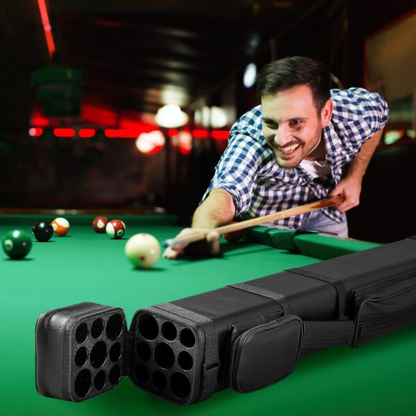 Deekin 3 x 6 Pool Stick Case Hard Billiard Cue Carrying Storage Pouch Table Accessories 9 Holes PU Bags with 2 Pieces Chalk Cubes - Image 8