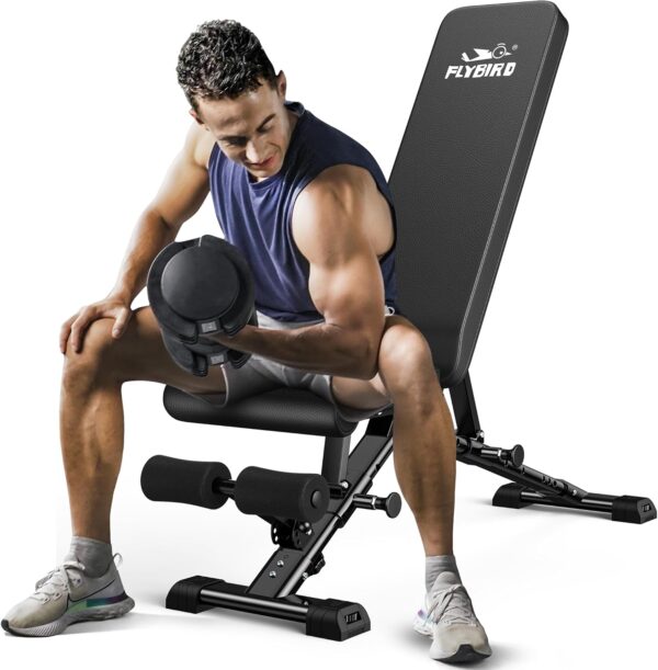 FLYBIRD Weight Bench, Adjustable Strength Training Bench for Full Body Workout with Fast Folding-New Version - Image 2