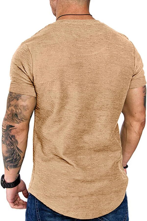 Fashion Mens T Shirt Muscle Gym Workout Athletic Shirt Cotton Tee Shirt Top - Image 4