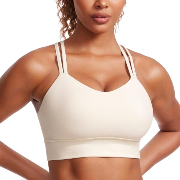 CRZ YOGA Womens Butterluxe Strappy Longline Sports Bra - Molded Cup Double Spaghetti Strap Workout Yoga Crop Top Athletic - Image 2