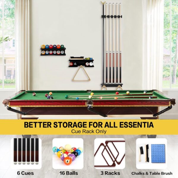 GOOX Pool Stick Holder Wall Mount-Billiards Pool Cue Holder Only, 100% Wood Pool Cue Rack Wall Mount for 6 Pool Sticks and Billiards Accessories, Pool Stick Rack Set Pool Table Accessories Organizer - Image 3