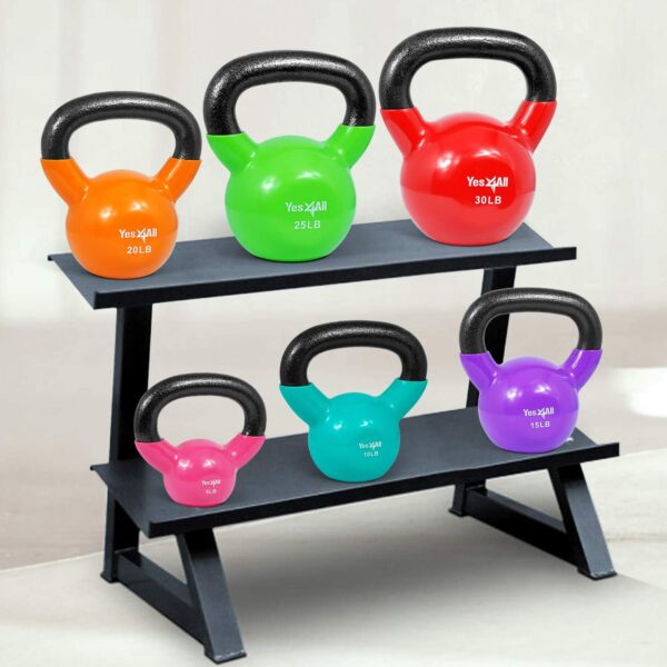 Yes4All Kettlebell Set Vinyl Coated Weights Combo for Full Body Workout Equipment Push up, Grip Strength Training, Dumbbell Weights Exercises - Image 6