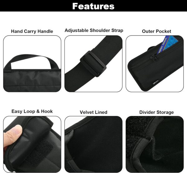 Cosmos Soft Cue Stick Case Bag - 1x1 Billiard Pool Stick Case Carrying Bag - 1/2 Billiard Cue Stick Bag Pool Cue Holder for Storage 1 Butt and 1 Shaft (2-Pieces), Padded Layer with Zipper Pocket - Image 4