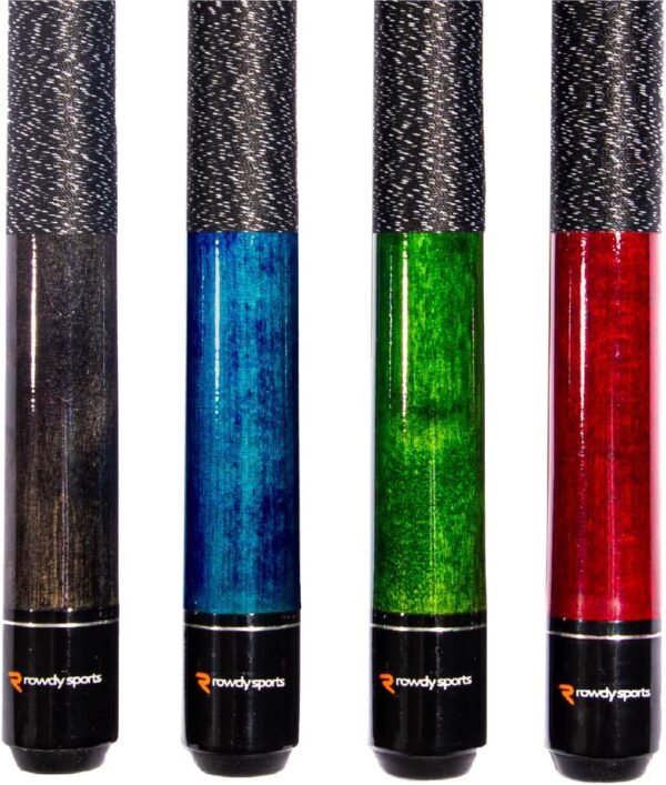 Ash Wood Pool Sticks Set of 4-57 inch 20oz Wooden Pool Cue Stick - House Bar Billiard Cue Sticks - 13 MM Genuine Leather Tips Pool Cues with Beautiful Colors- Black, Blue, Green & Red - Image 2