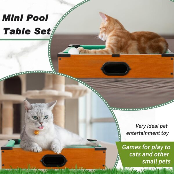 Shappy Mini Pool Table Set Pool Table for Cats Small Billiards Game with 16 Balls 2 Billiard Sticks 6 Chalk Cube 6 Pool Cue Tip 1 Brush 1 Triangle Tabletop Portable Billiard for Home Office Desk Cat - Image 6