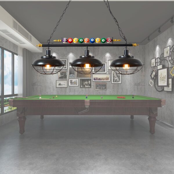 Pool Table Light, Fixtures Ceiling Lamp for Game Room Beer Party,Real Billiard Ball Design Pendant Lamp with 3 Metal Lamp Shades (Has 3 Lights) - Image 5