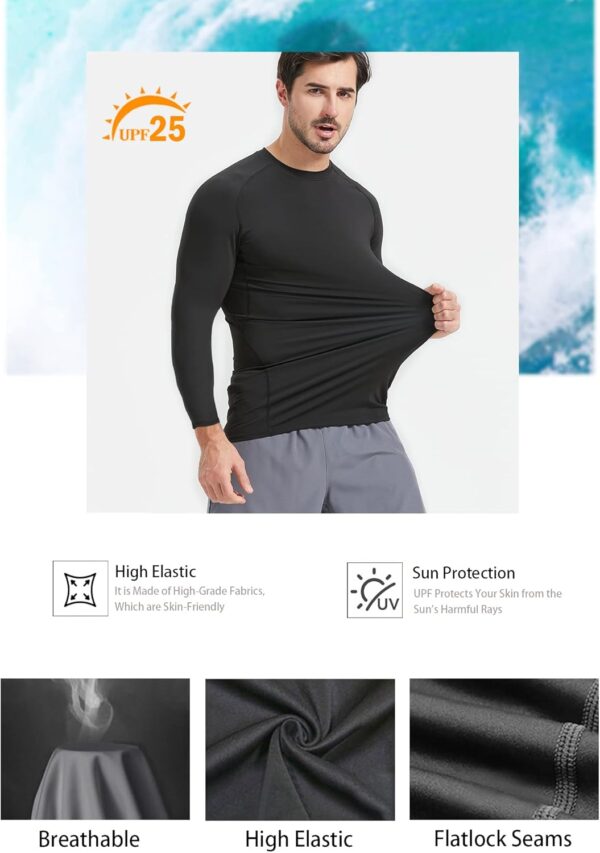 4/5 Pack Workout Compression Shirts Men Long/Short Sleeve Rash Guard Athletic Undershirt Gear T Shirt for Sports - Image 5